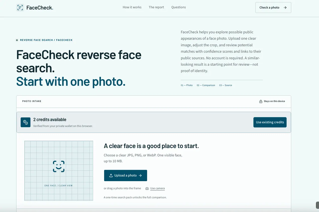 FaceCheck (face-check.net) screenshot