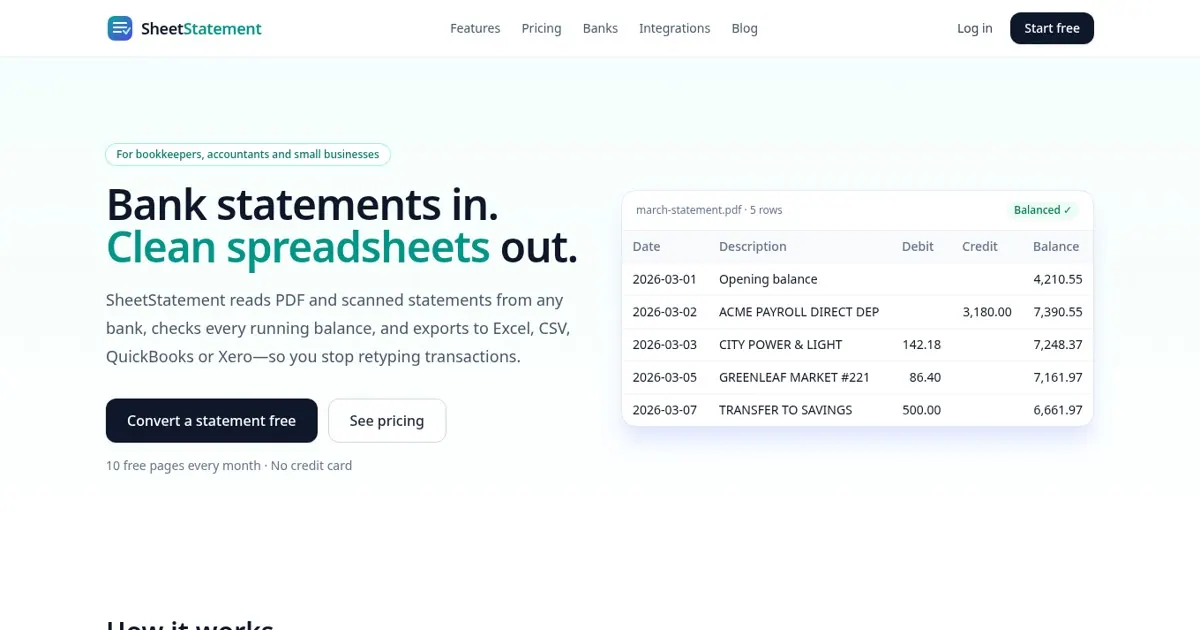 SheetStatement screenshot