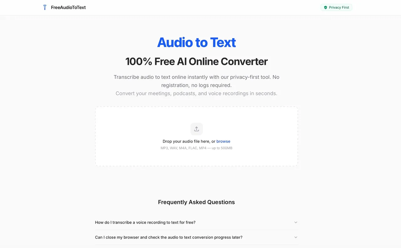FreeAudioToText screenshot
