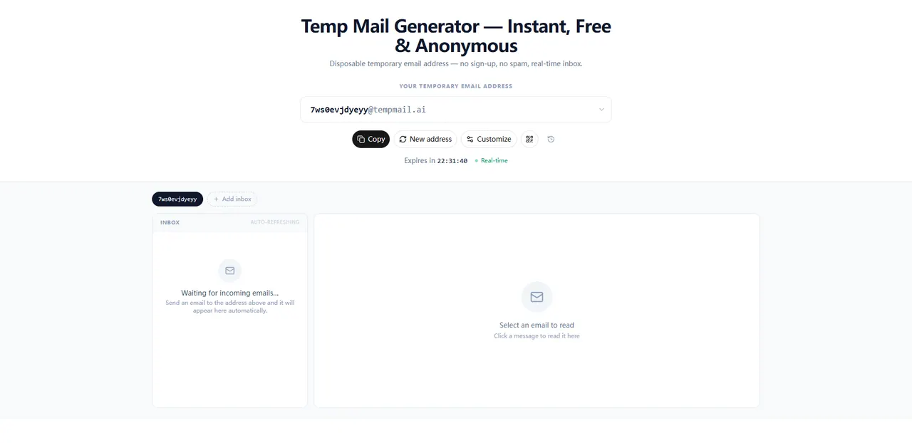 Temp Mail Generator screenshot