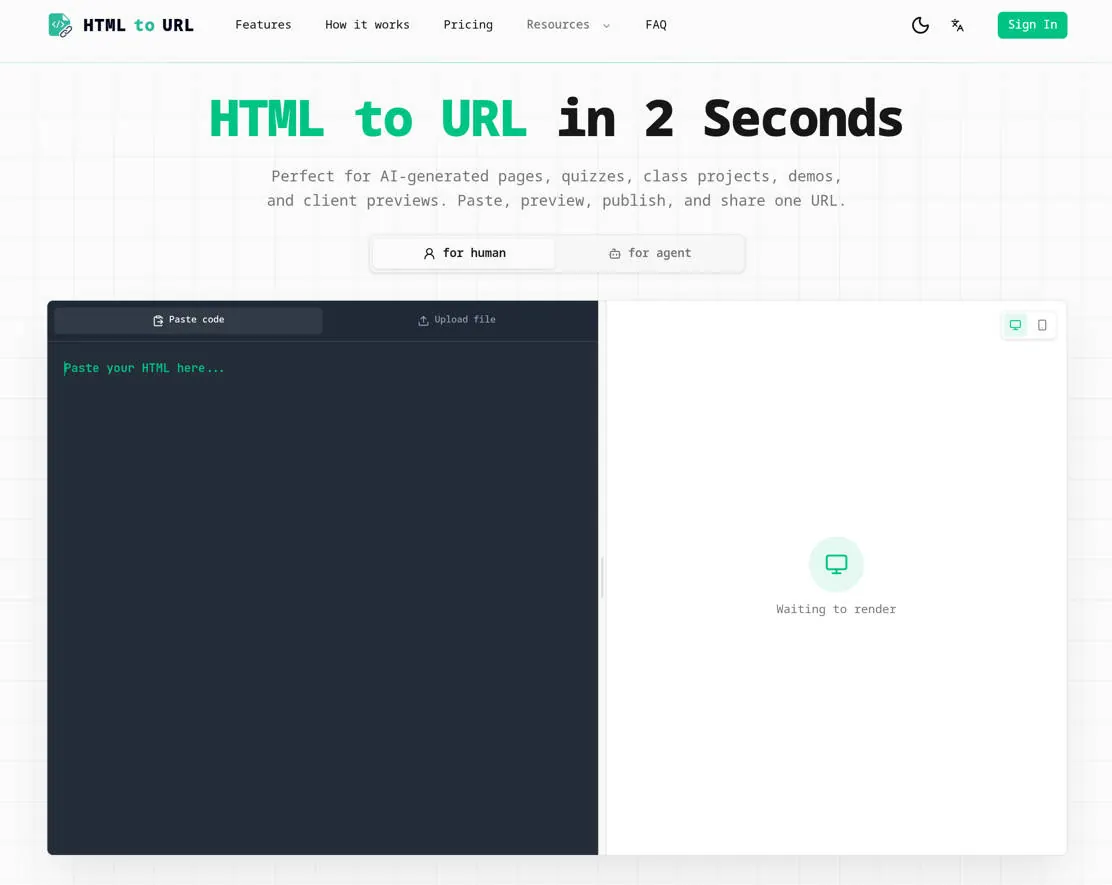 HTML to URL screenshot