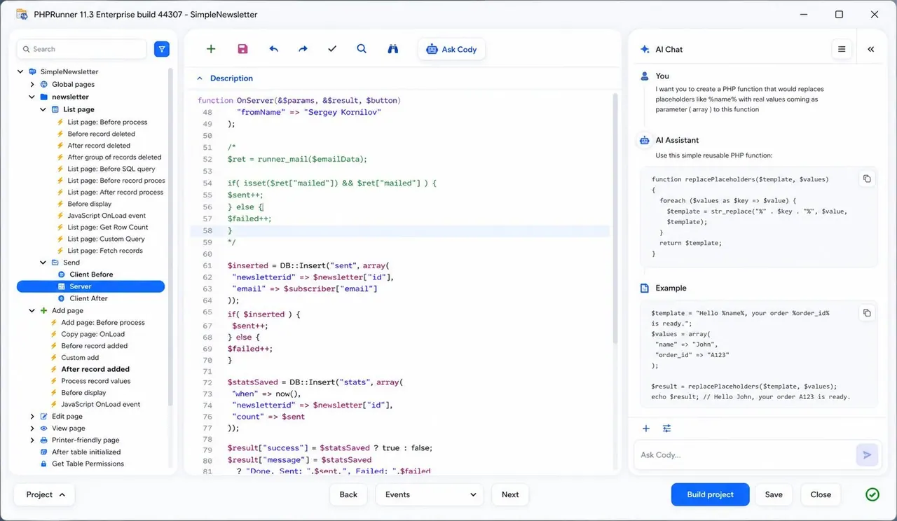 PHPRunner screenshot