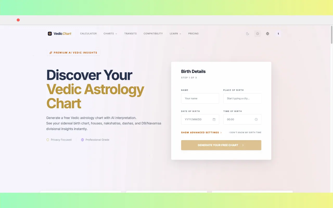 Vedic Astrology Chart screenshot