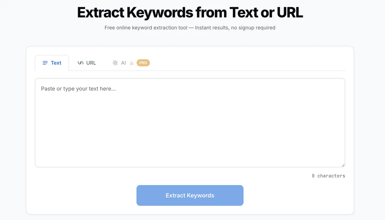 extractkeywords.com screenshot