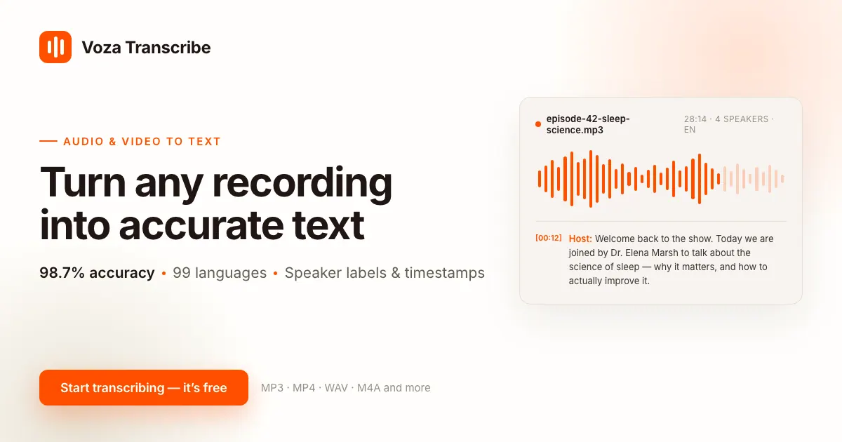 Voza Transcribe screenshot