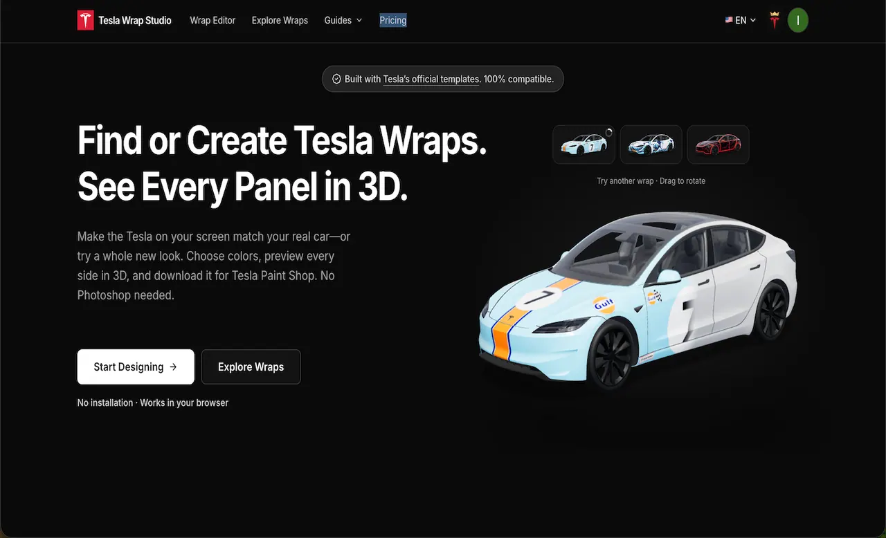 Tesla Wrap Studio screenshot