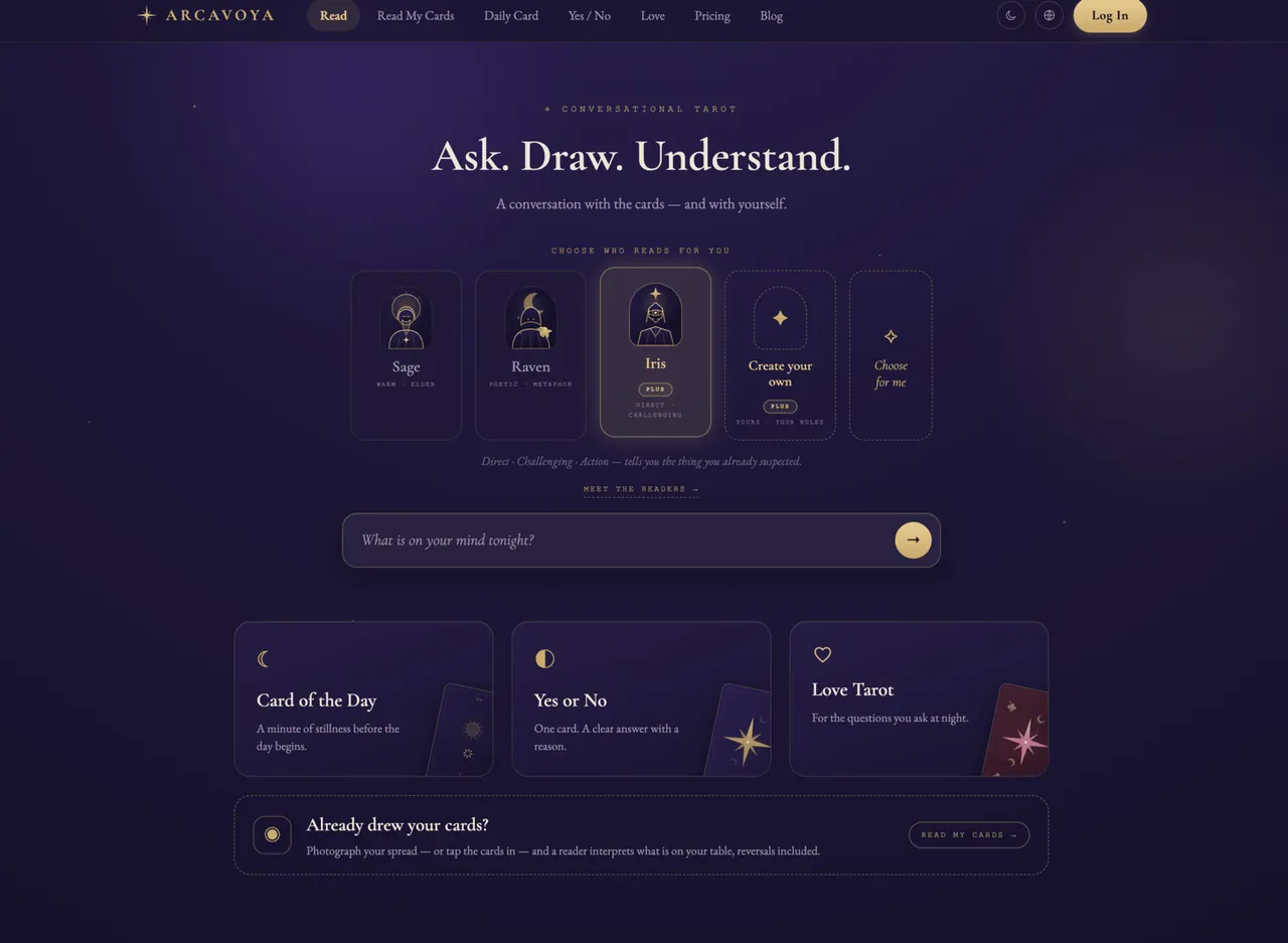 Arcavoya AI Tarot Reading screenshot