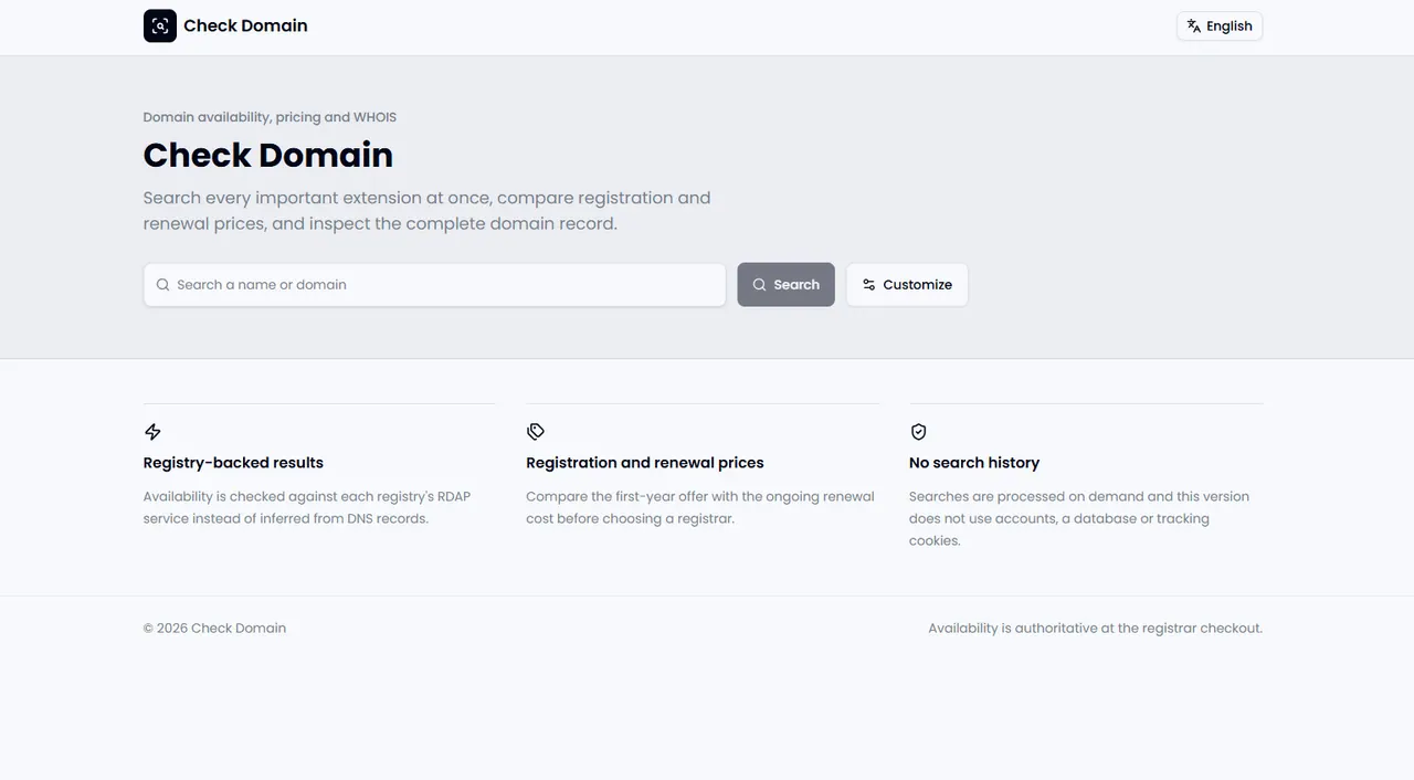 Check Domain screenshot