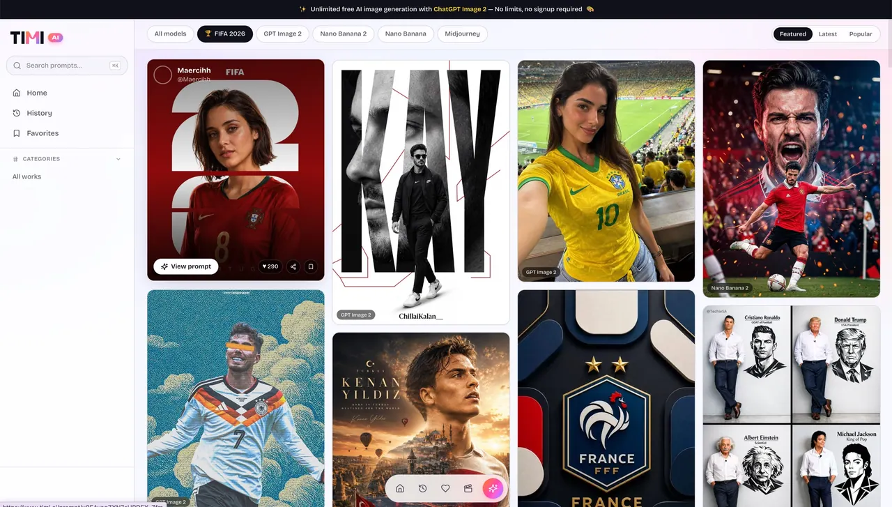 Timi AI Prompt Library screenshot