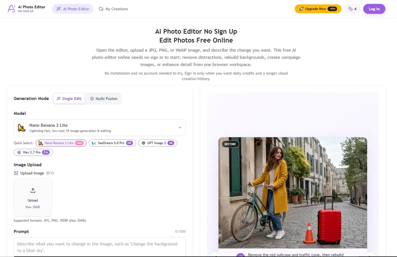 AI Photo Editor No Sign Up screenshot