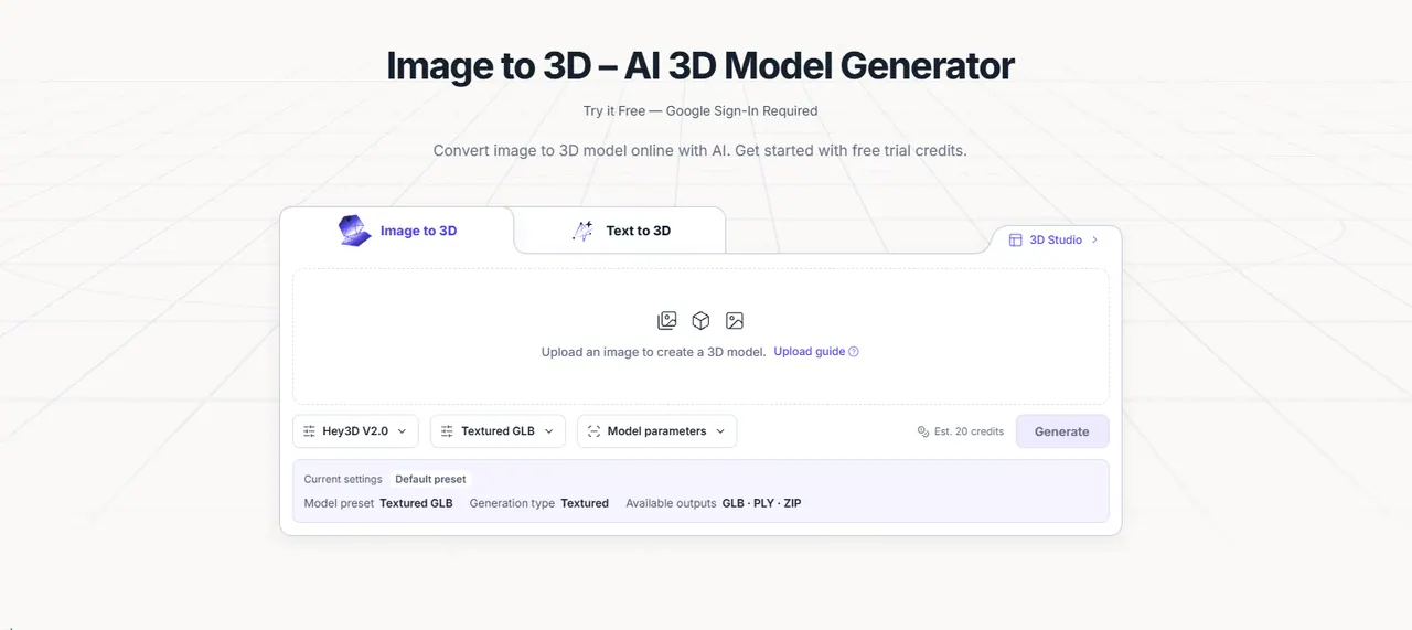 Image to 3D Model screenshot