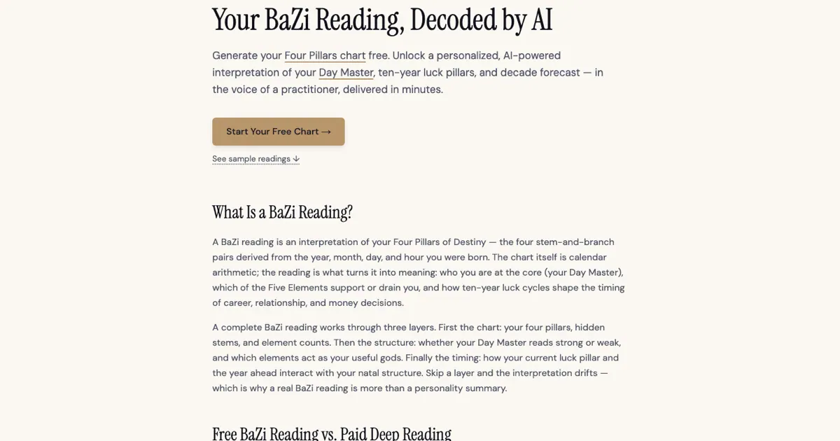 XuanSeal AI BaZi Reading screenshot