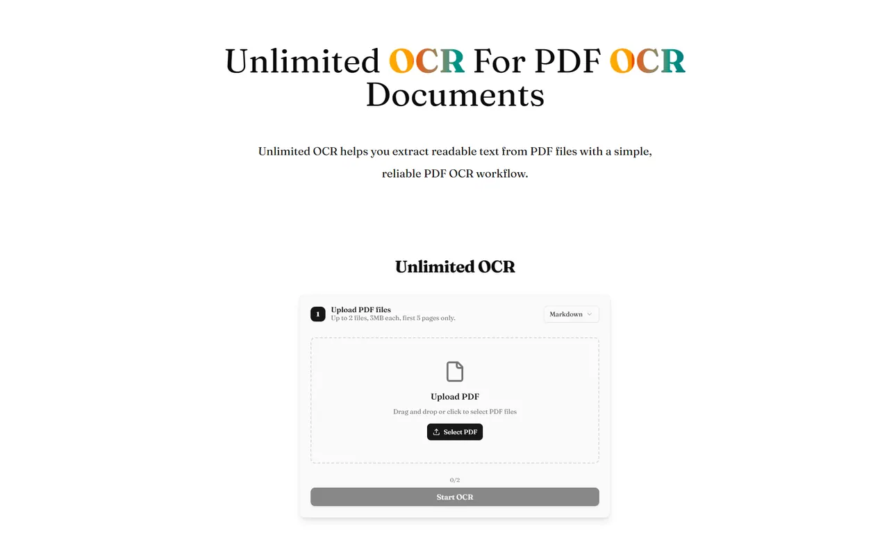 Unlimited OCR for PDF screenshot