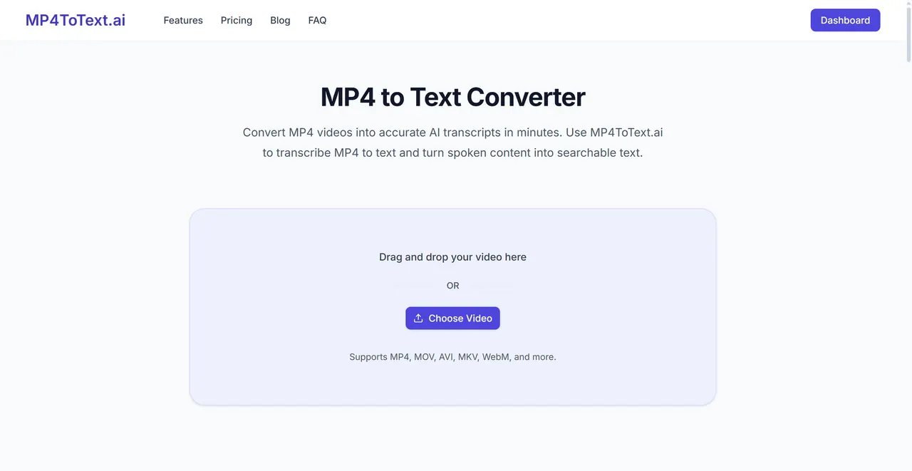 mp4totext.ai screenshot