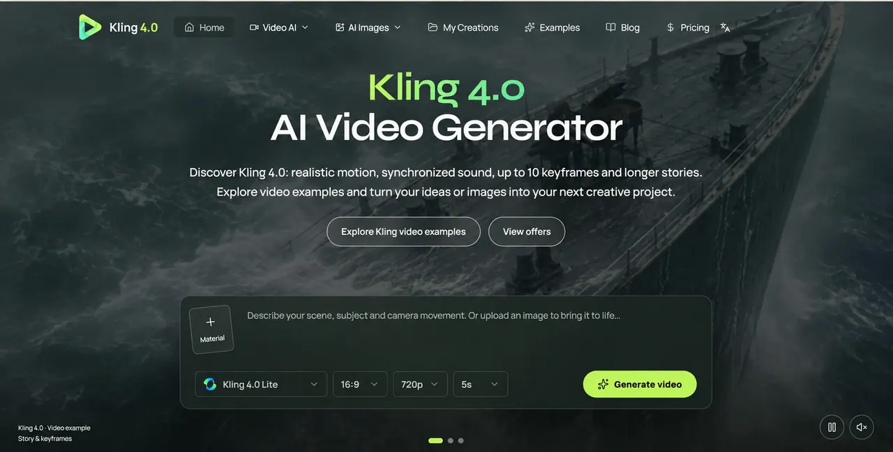 Kling 4.0 screenshot