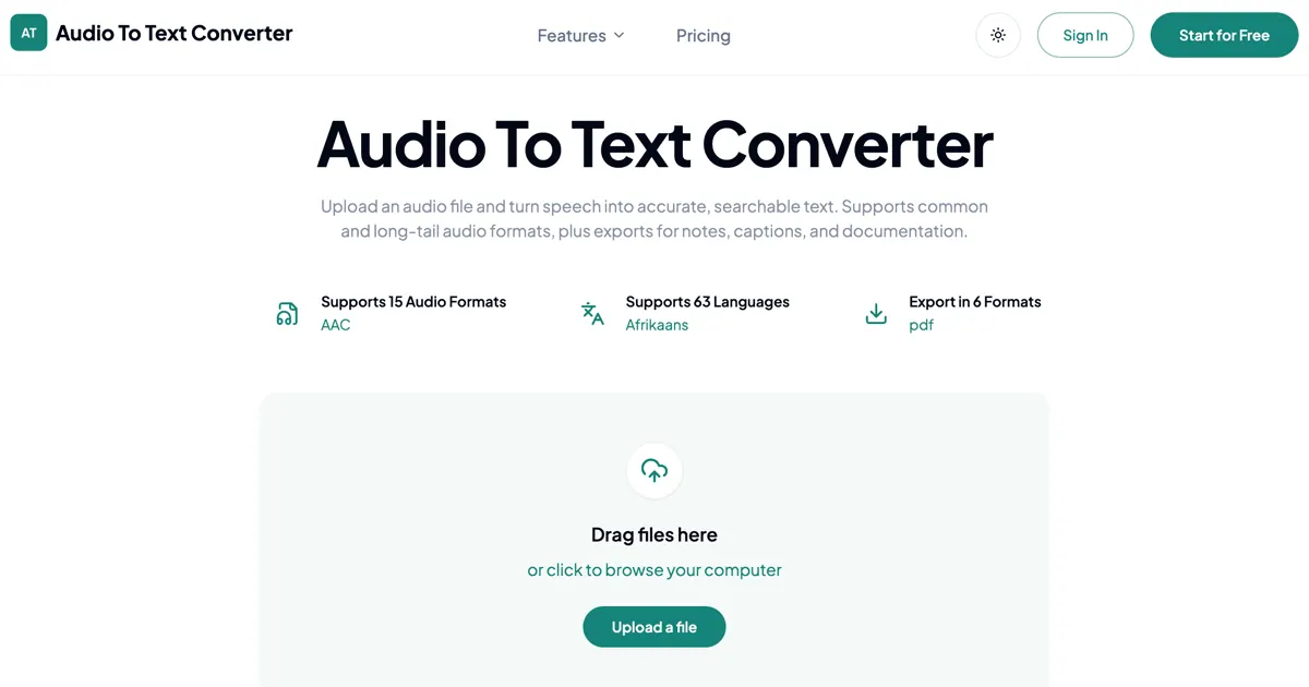 Audio To Text Converter screenshot