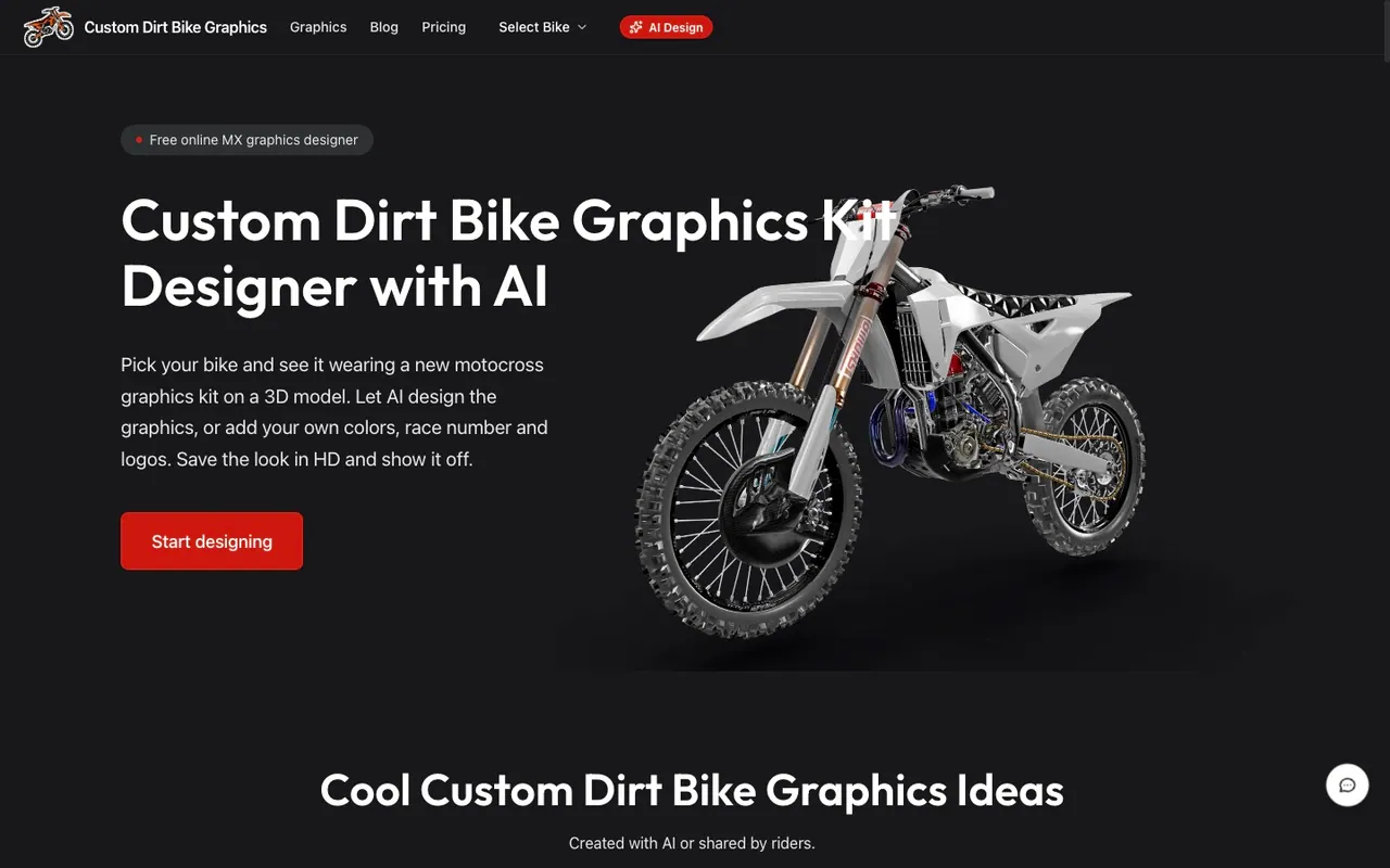 Custom Dirt Bike Graphics AI screenshot