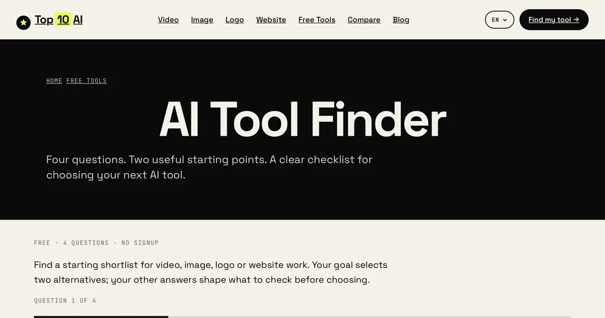 Top10AI AI Tool Finder screenshot