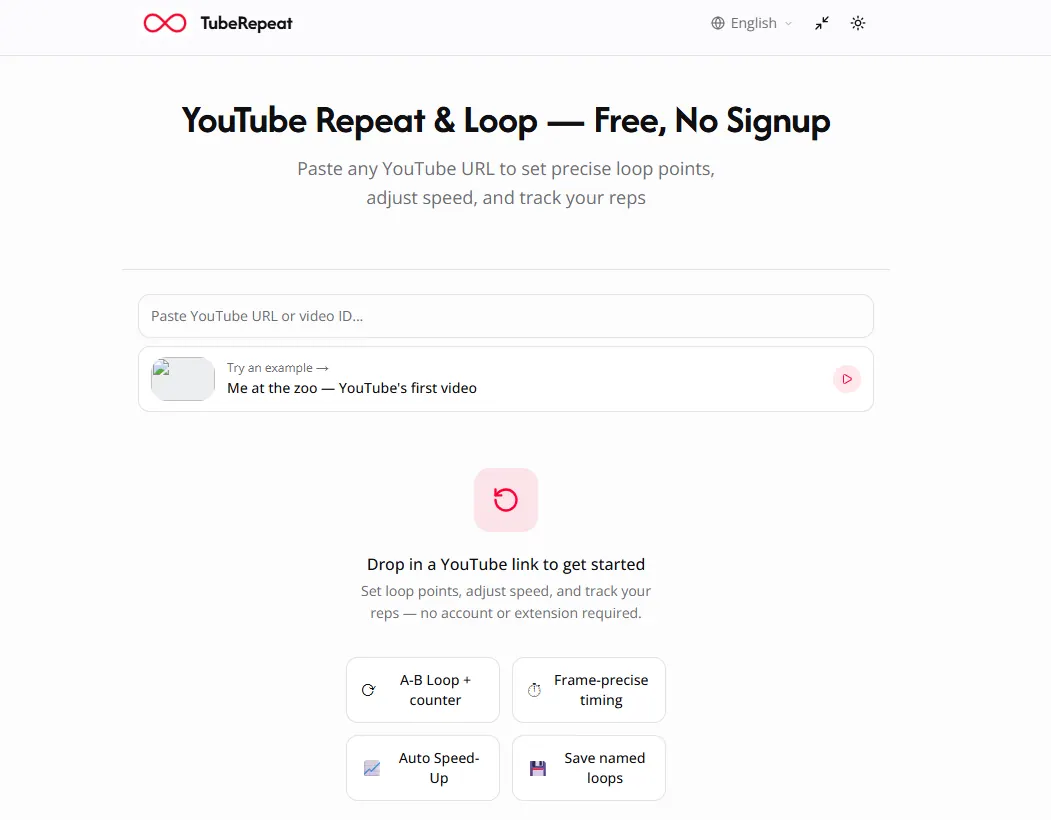 tuberepeat screenshot