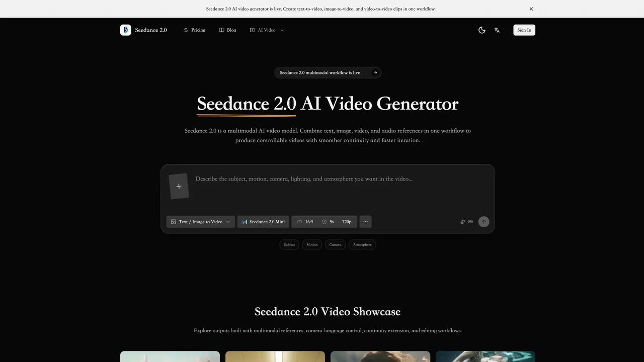 Seedance 2.0 screenshot