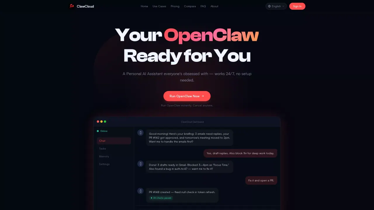 ClawCloud screenshot