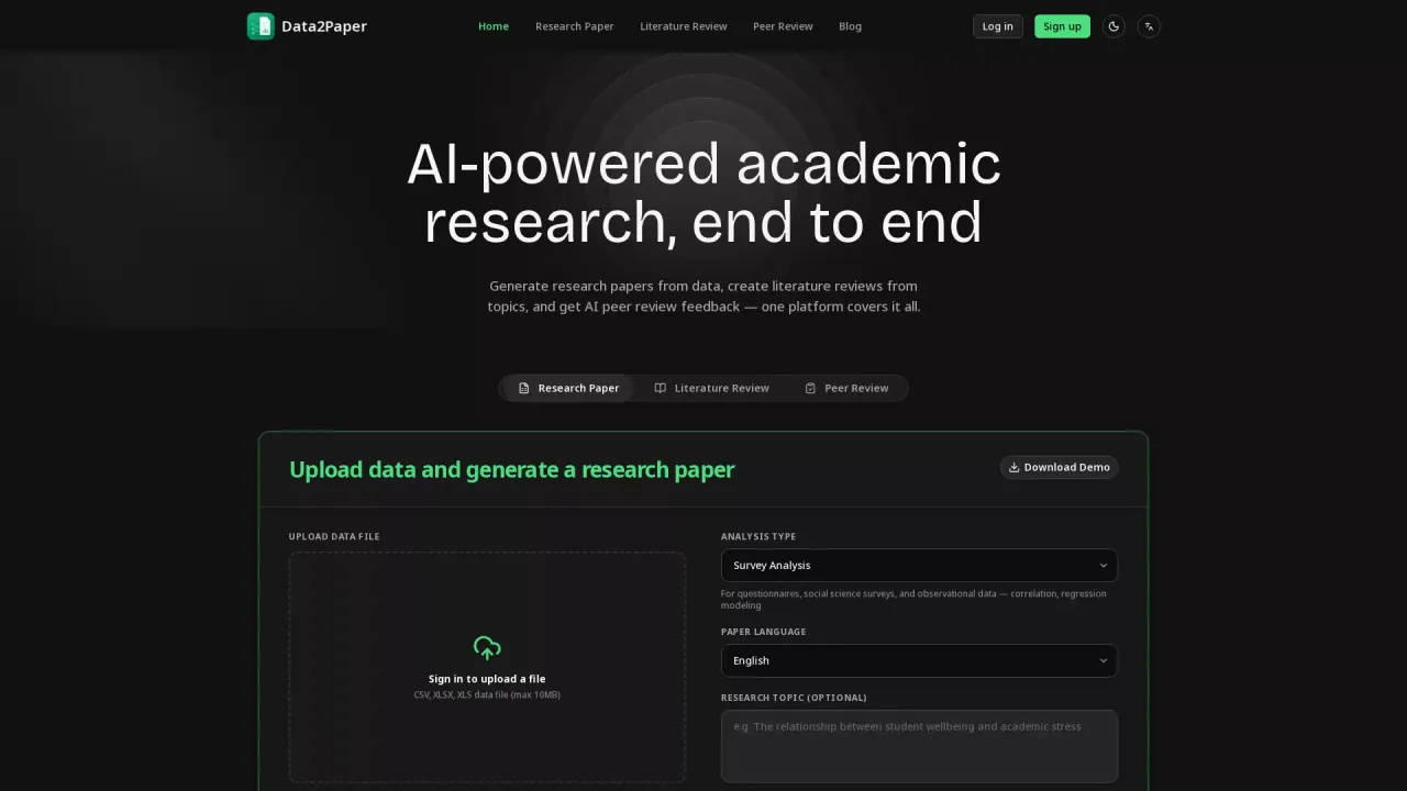 Data2Paper screenshot