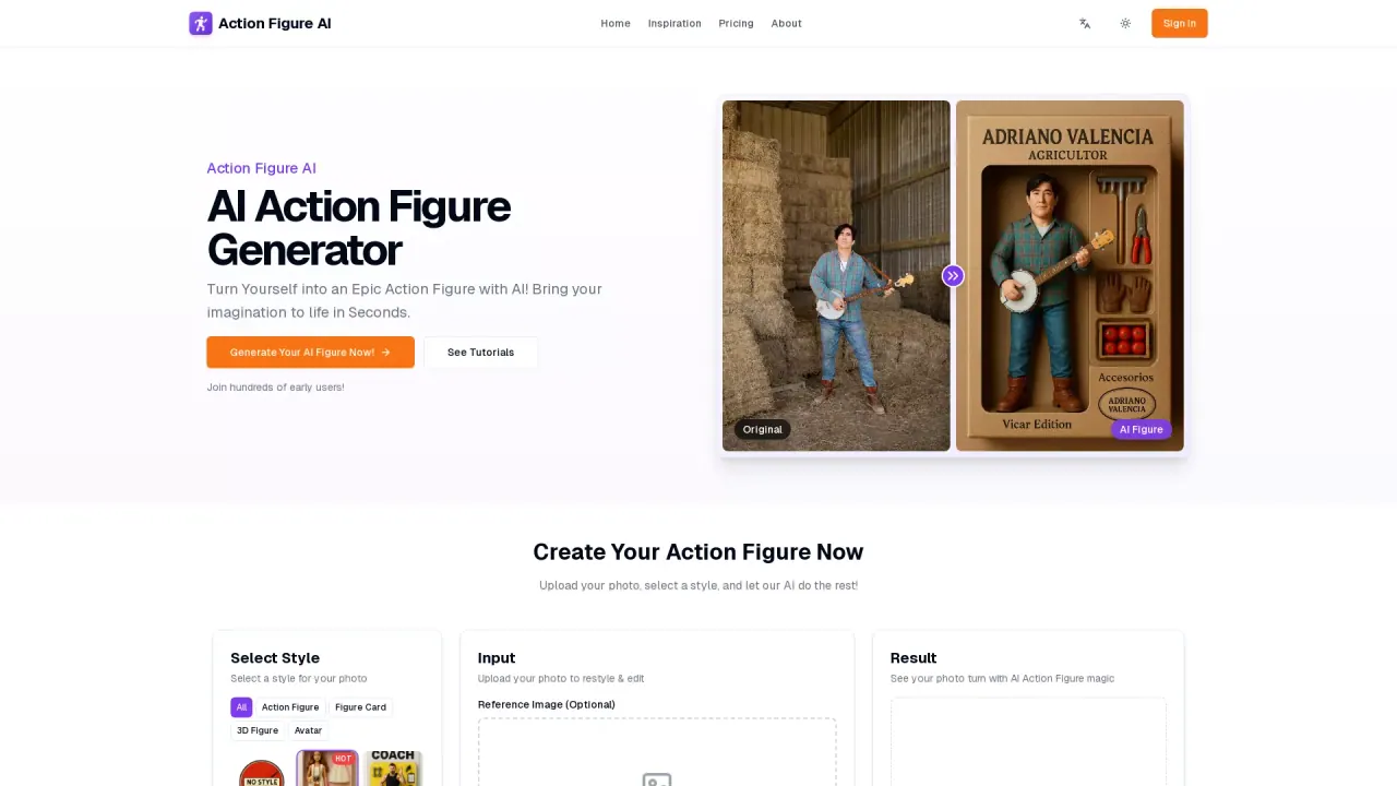 AI Action Figure Generator screenshot