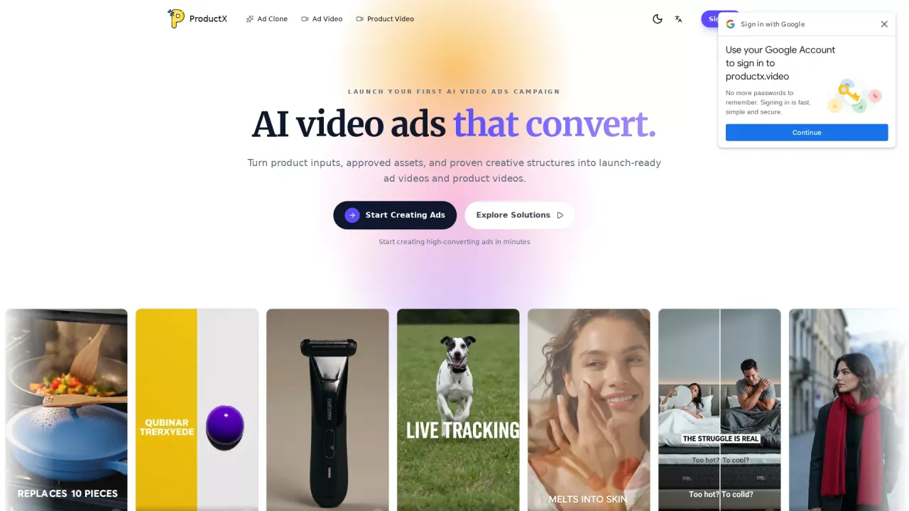 ProductX screenshot