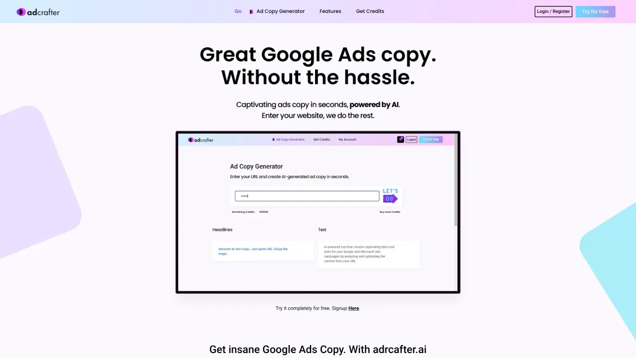 Adcrafter screenshot