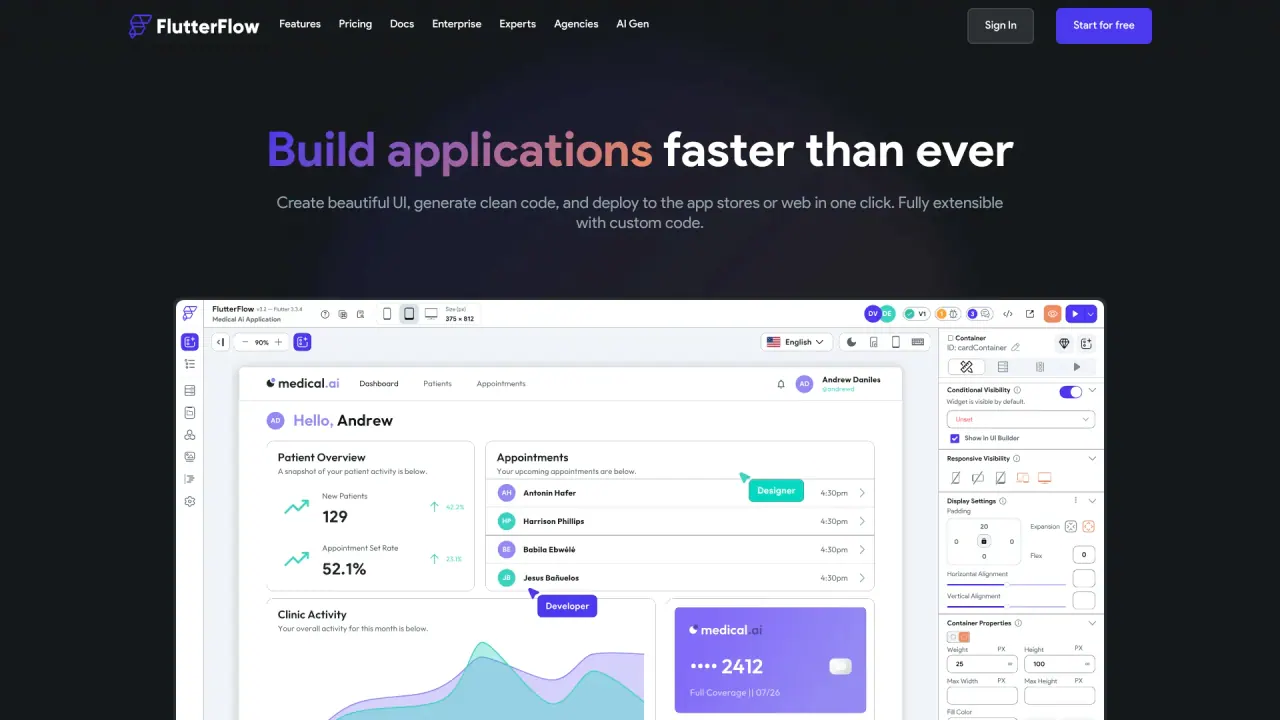 Flutterflow screenshot