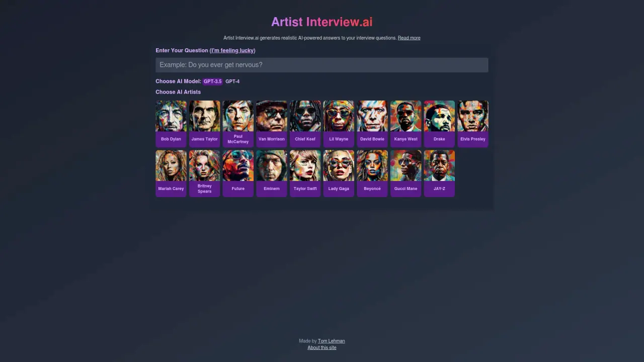 ArtistinterviewAI screenshot