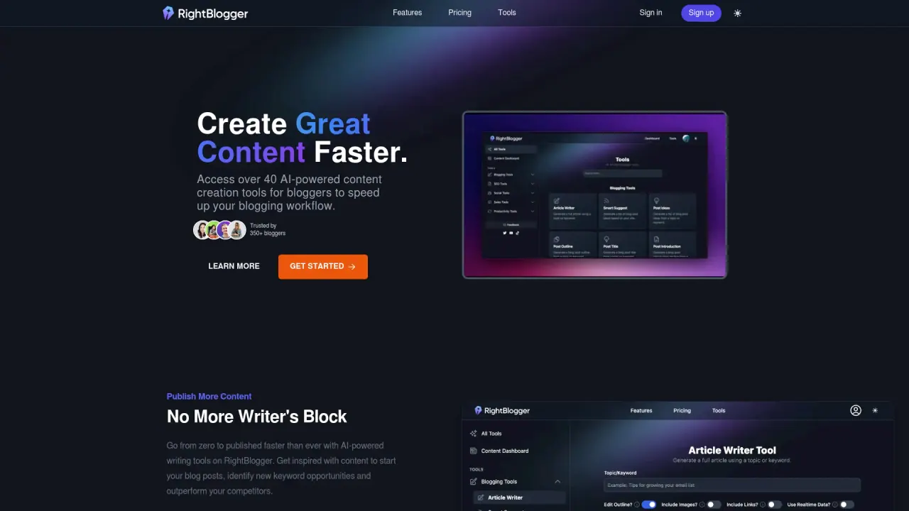 Right Blogger screenshot