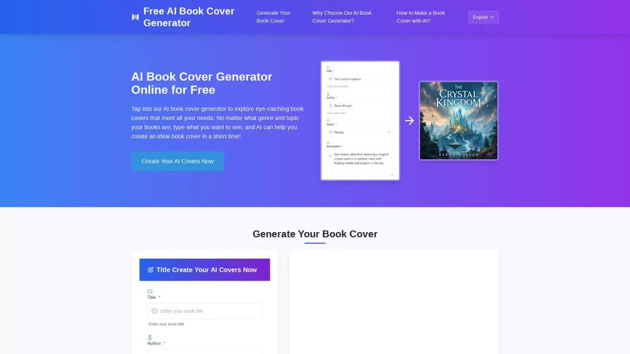 AI Book Cover Generator screenshot