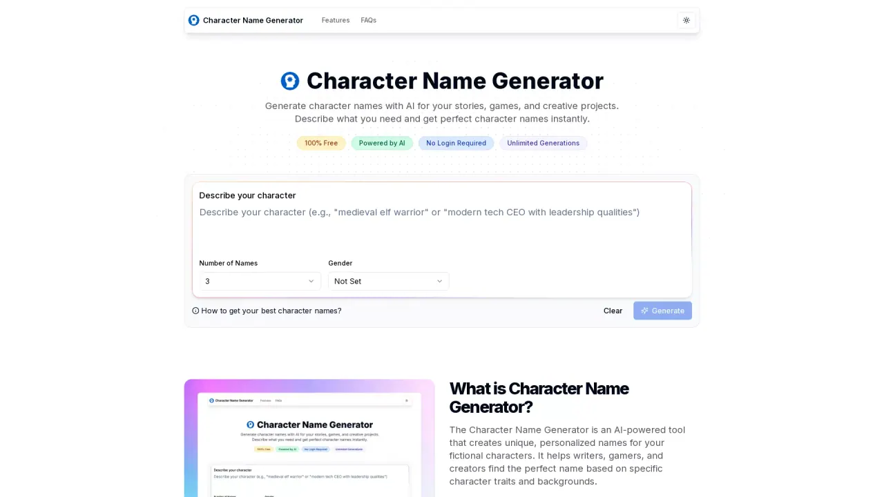 Character Name Generator screenshot
