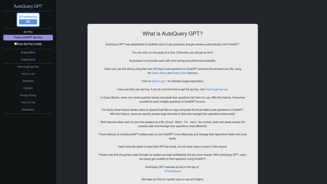 AutoqueryGPT screenshot