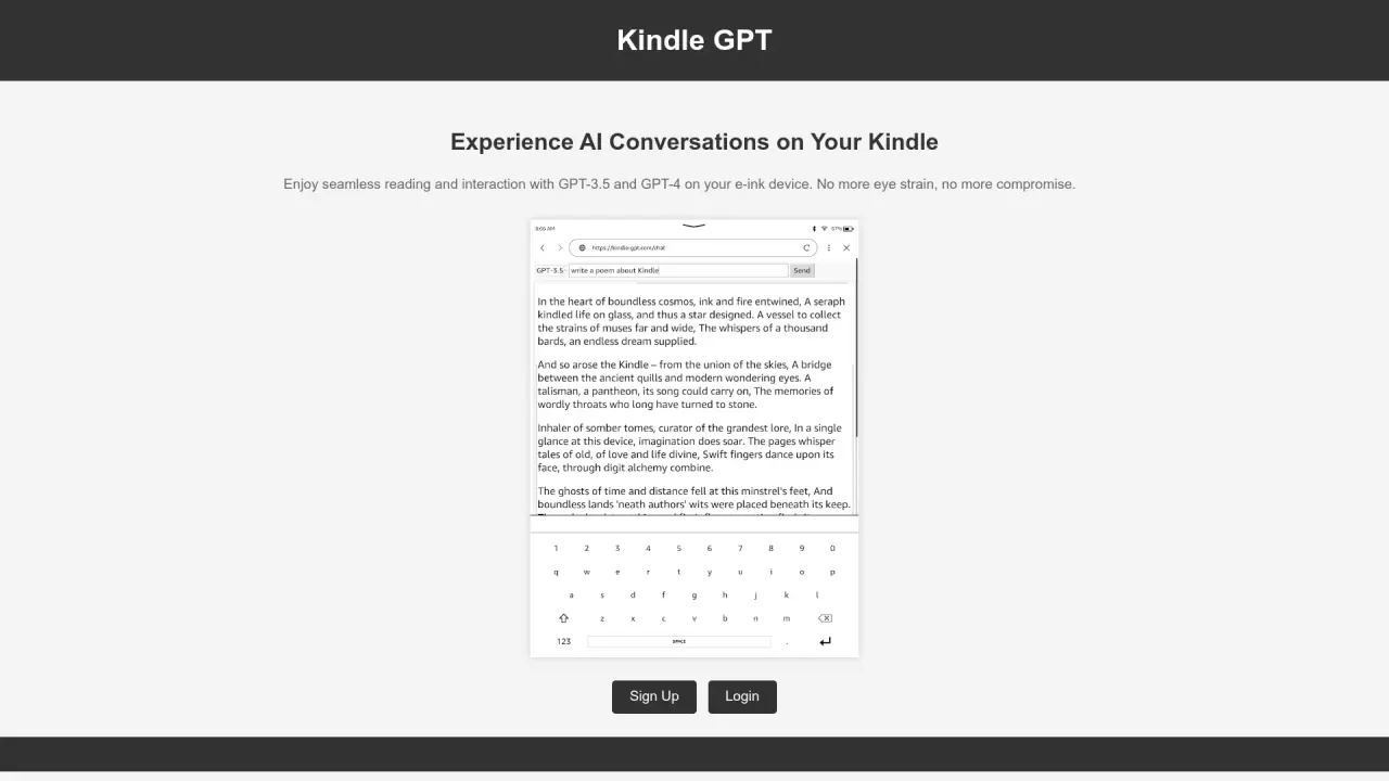 Kindle GPT screenshot
