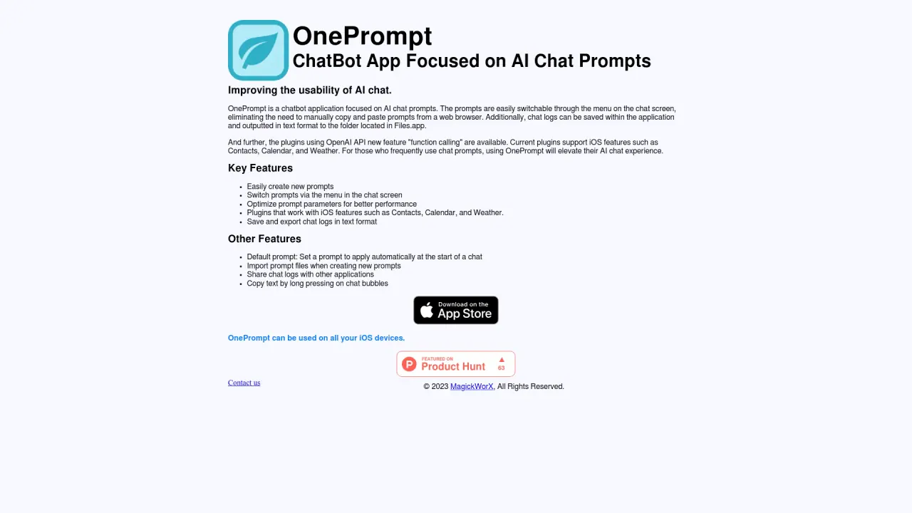 Oneprompt screenshot