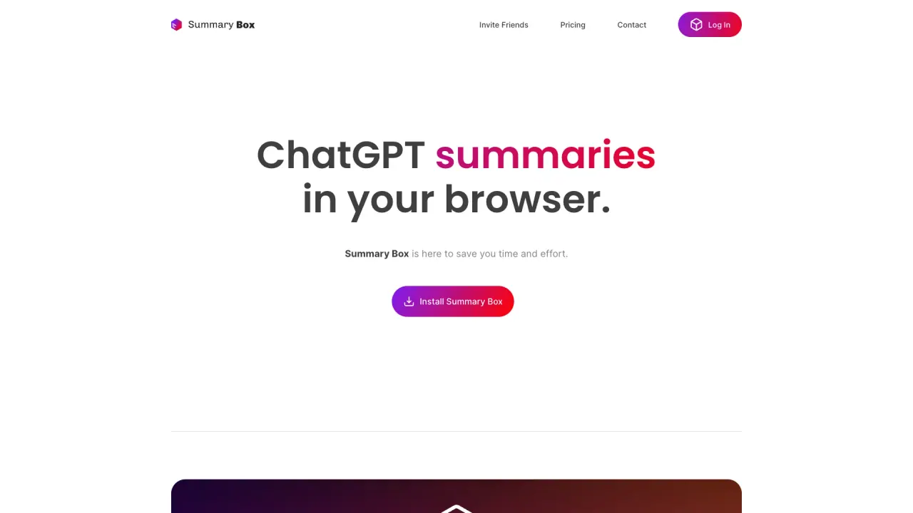 Summary Box screenshot