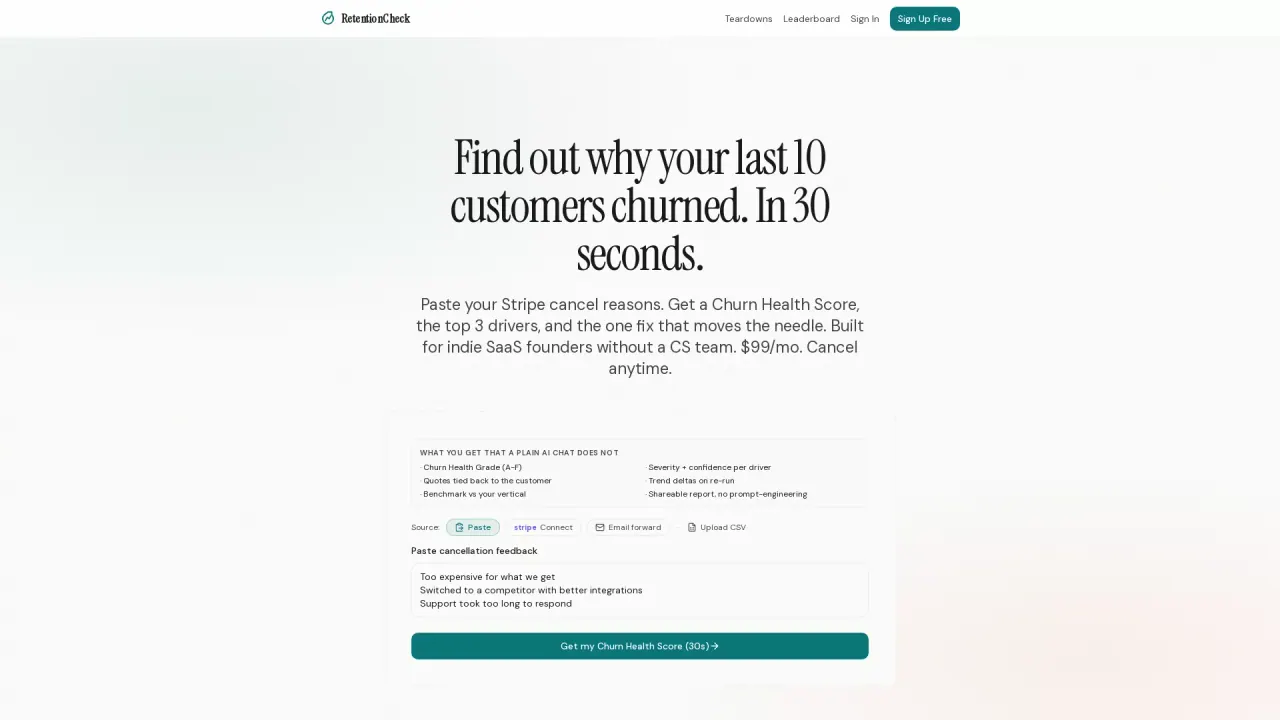 RetentionCheck screenshot