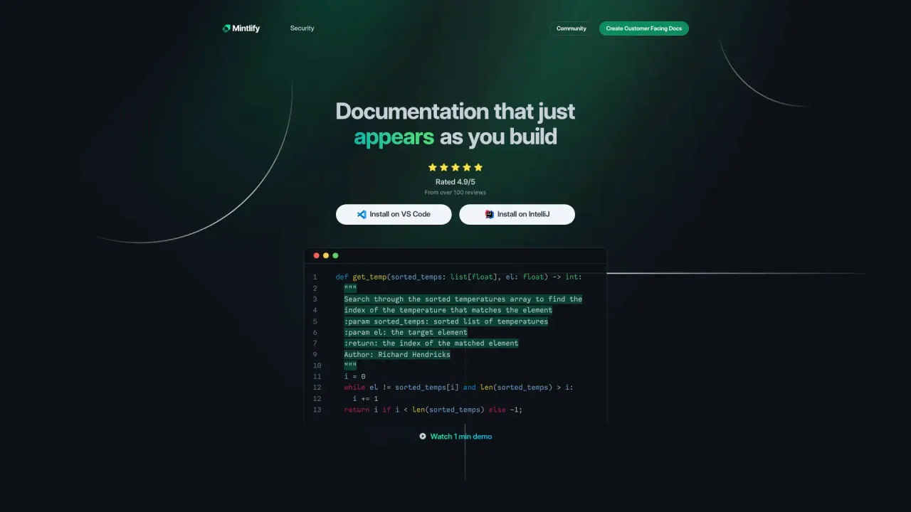 Mintlify screenshot