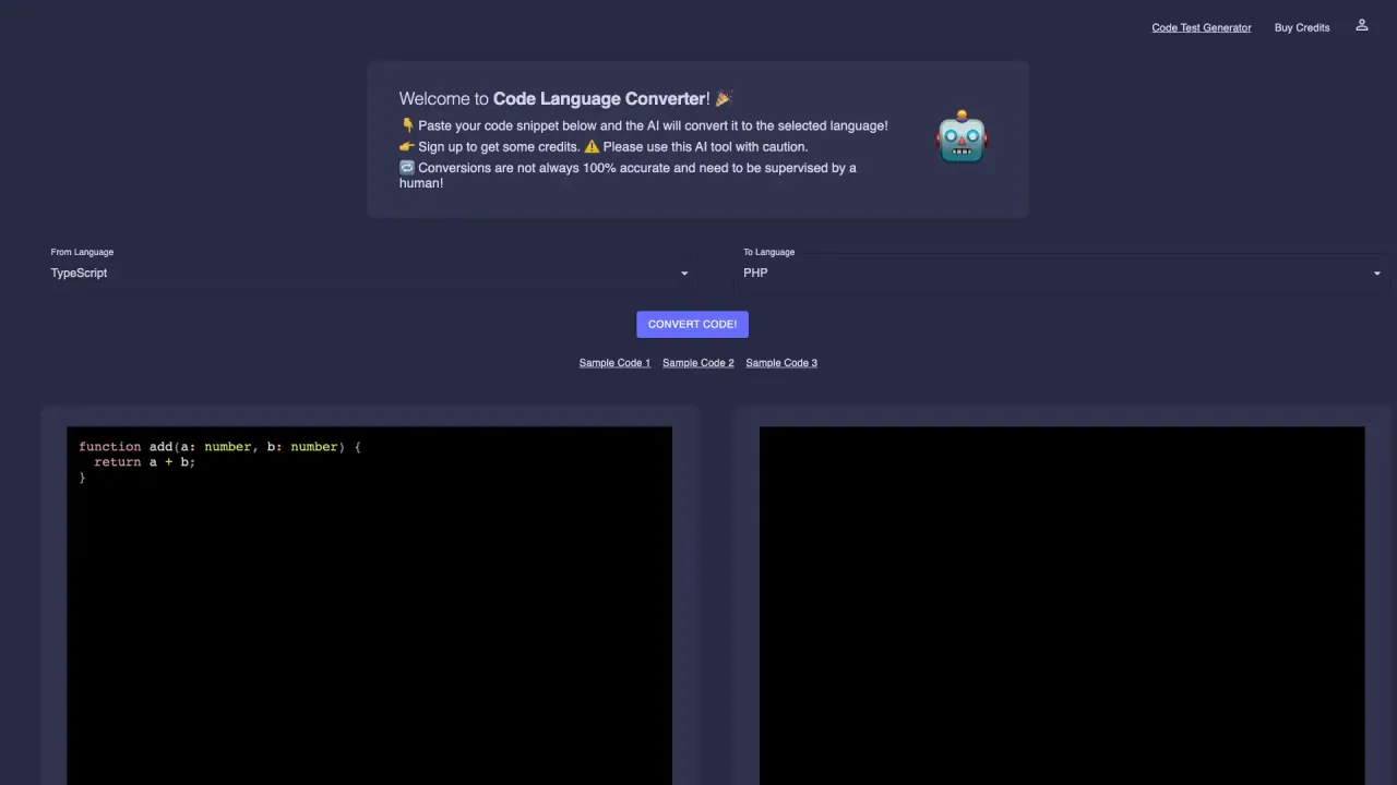 CodeLanguageConverter screenshot