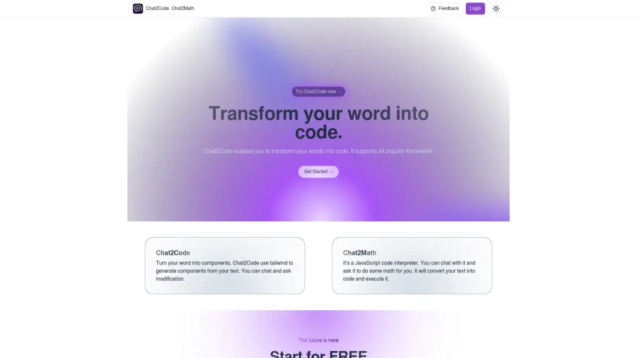 Chat2Code screenshot