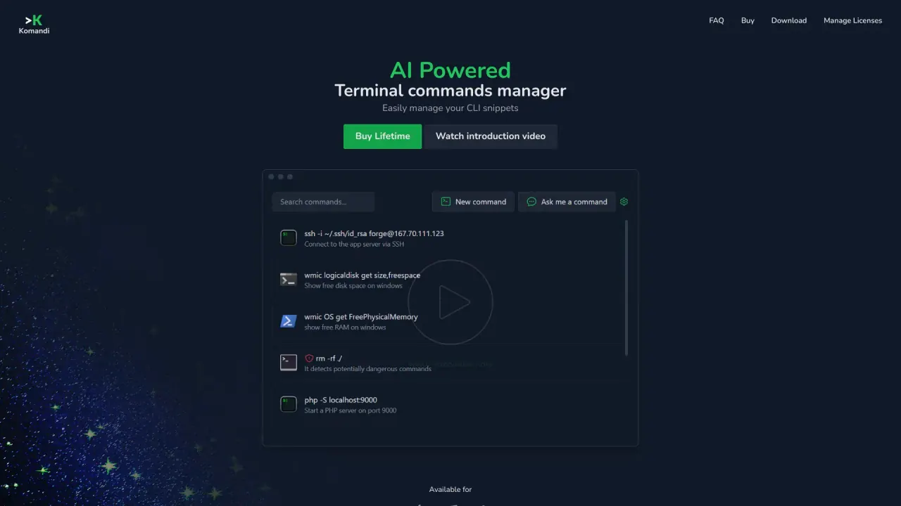 Komandi screenshot