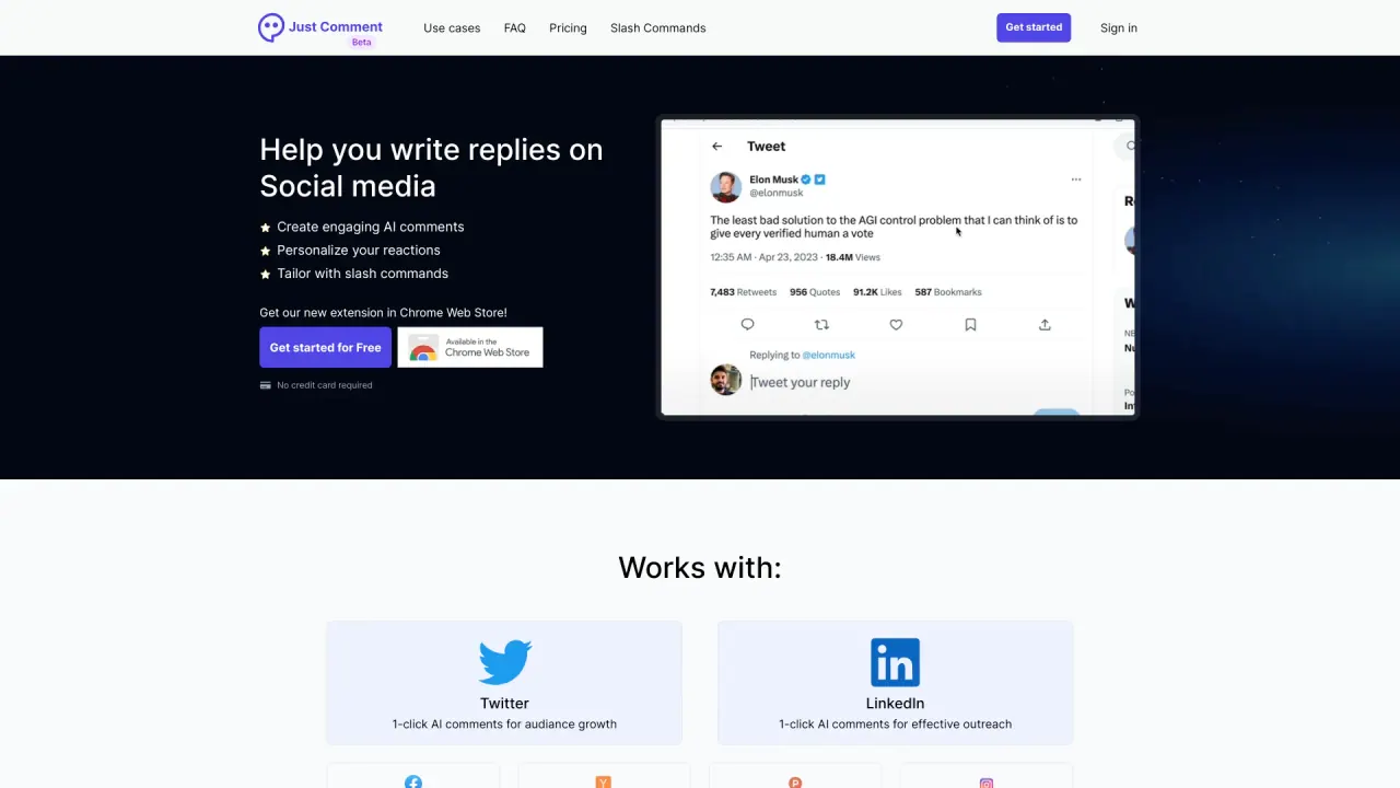 Justcomment AI screenshot