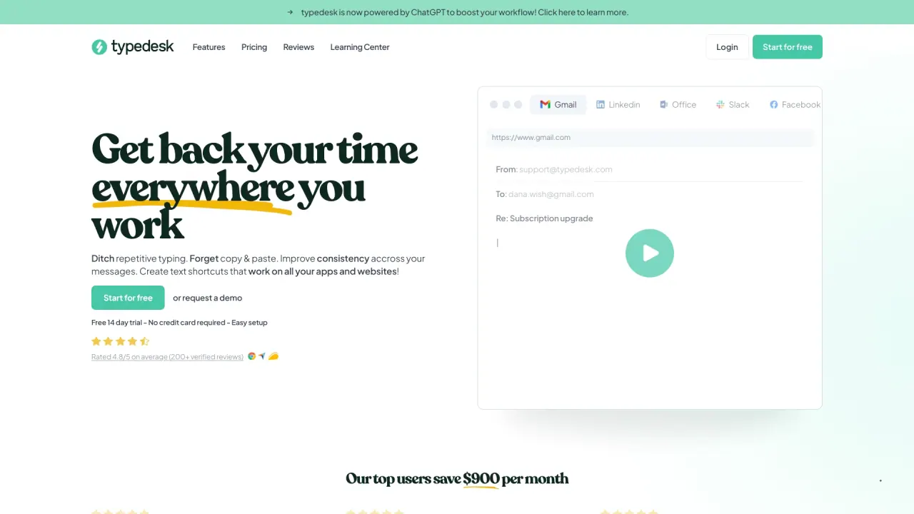 Typedesk screenshot
