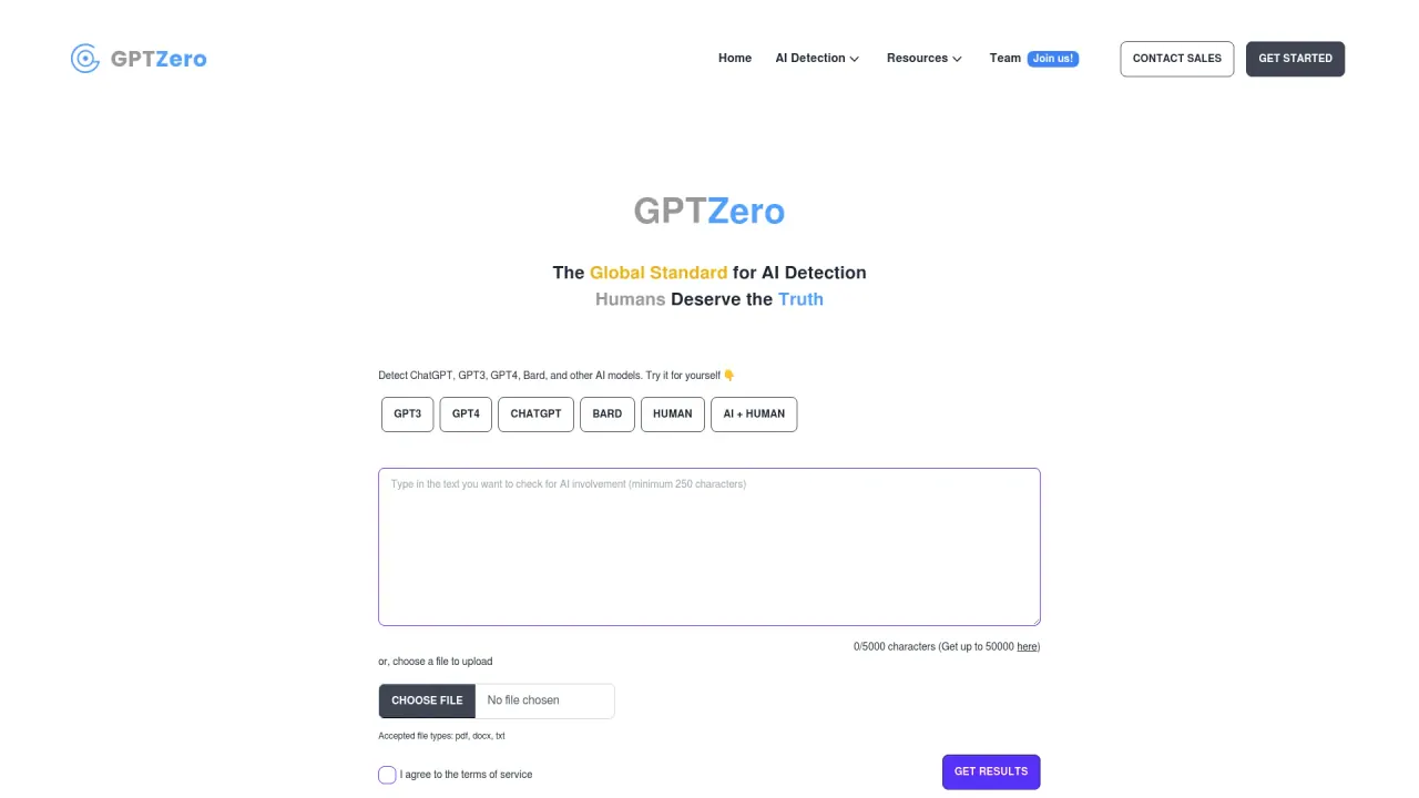 GPTzero screenshot