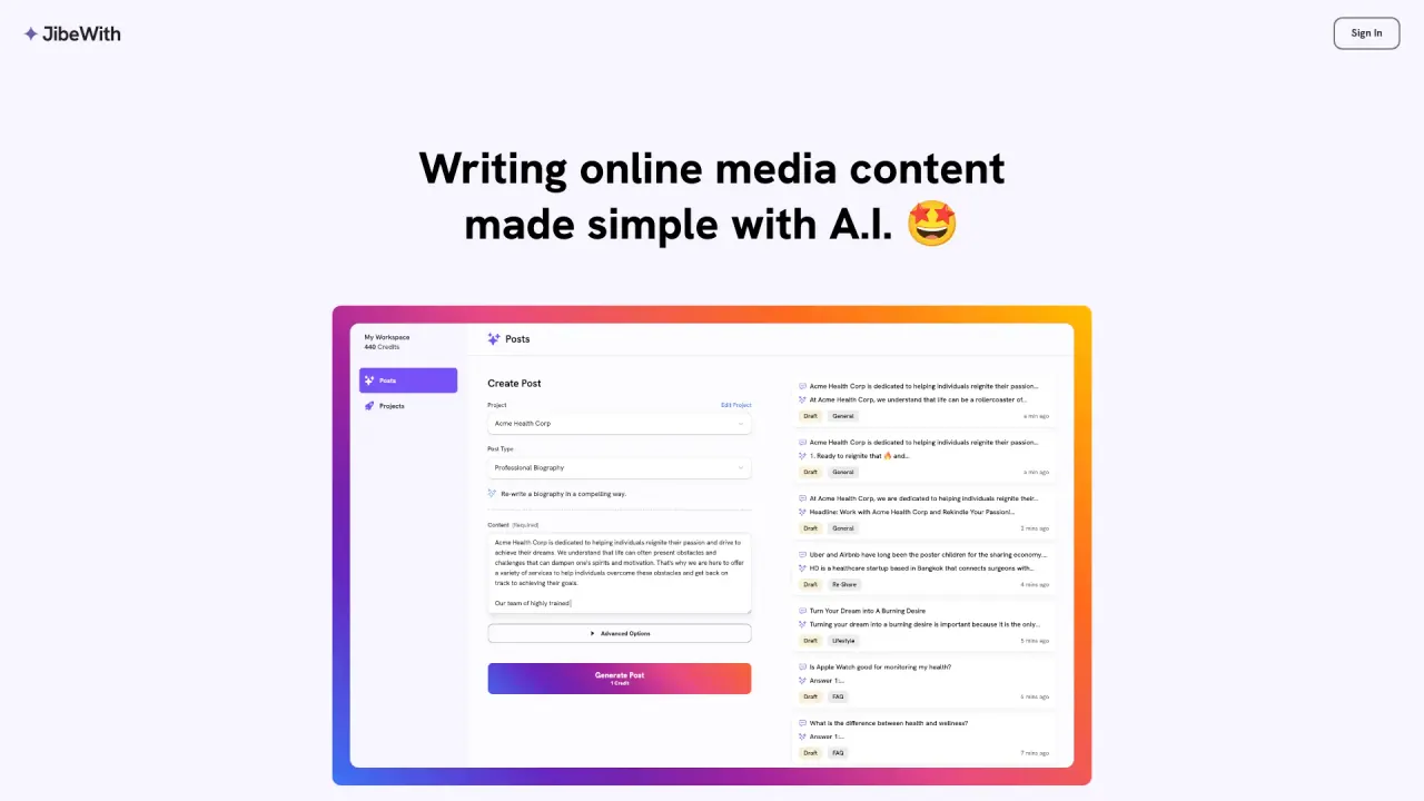 Jibewith screenshot