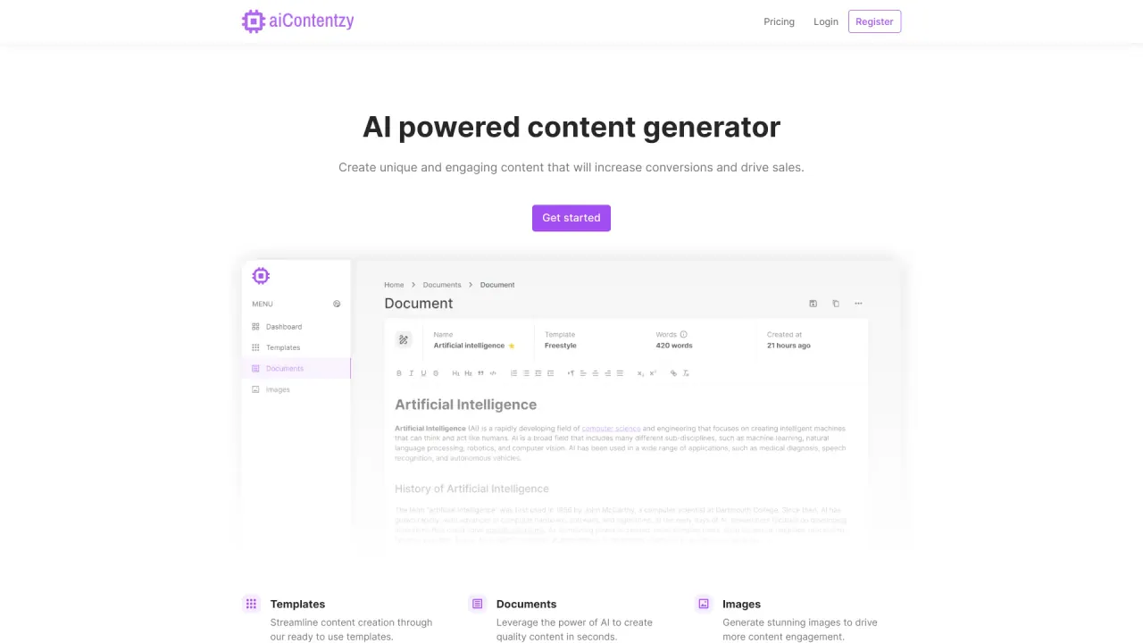 Aicontentzy screenshot