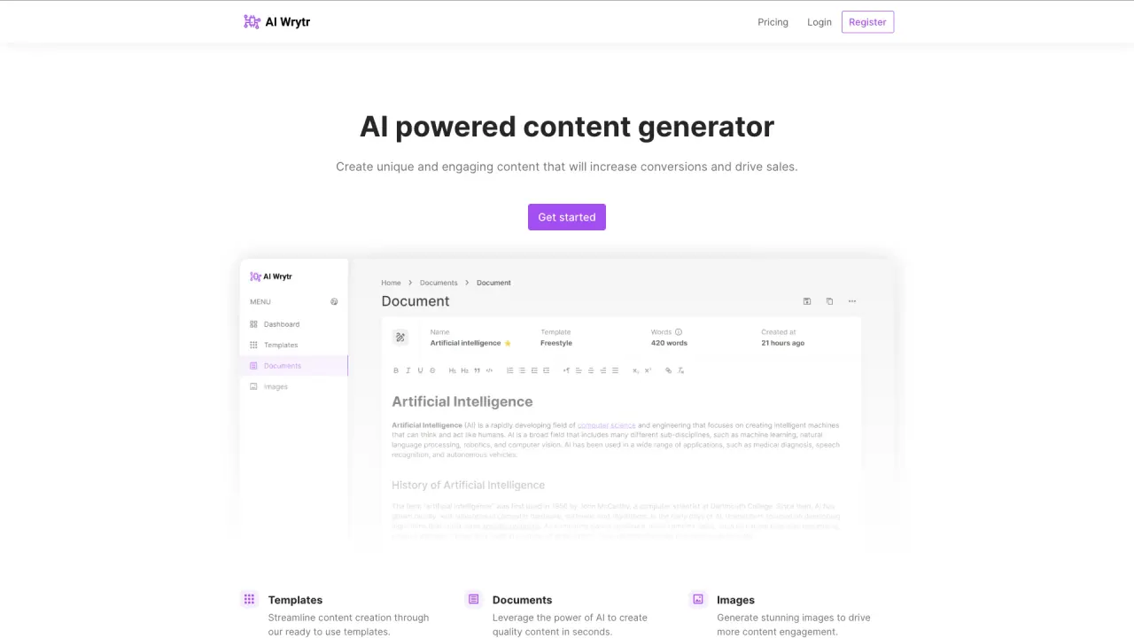 AIWrytr screenshot