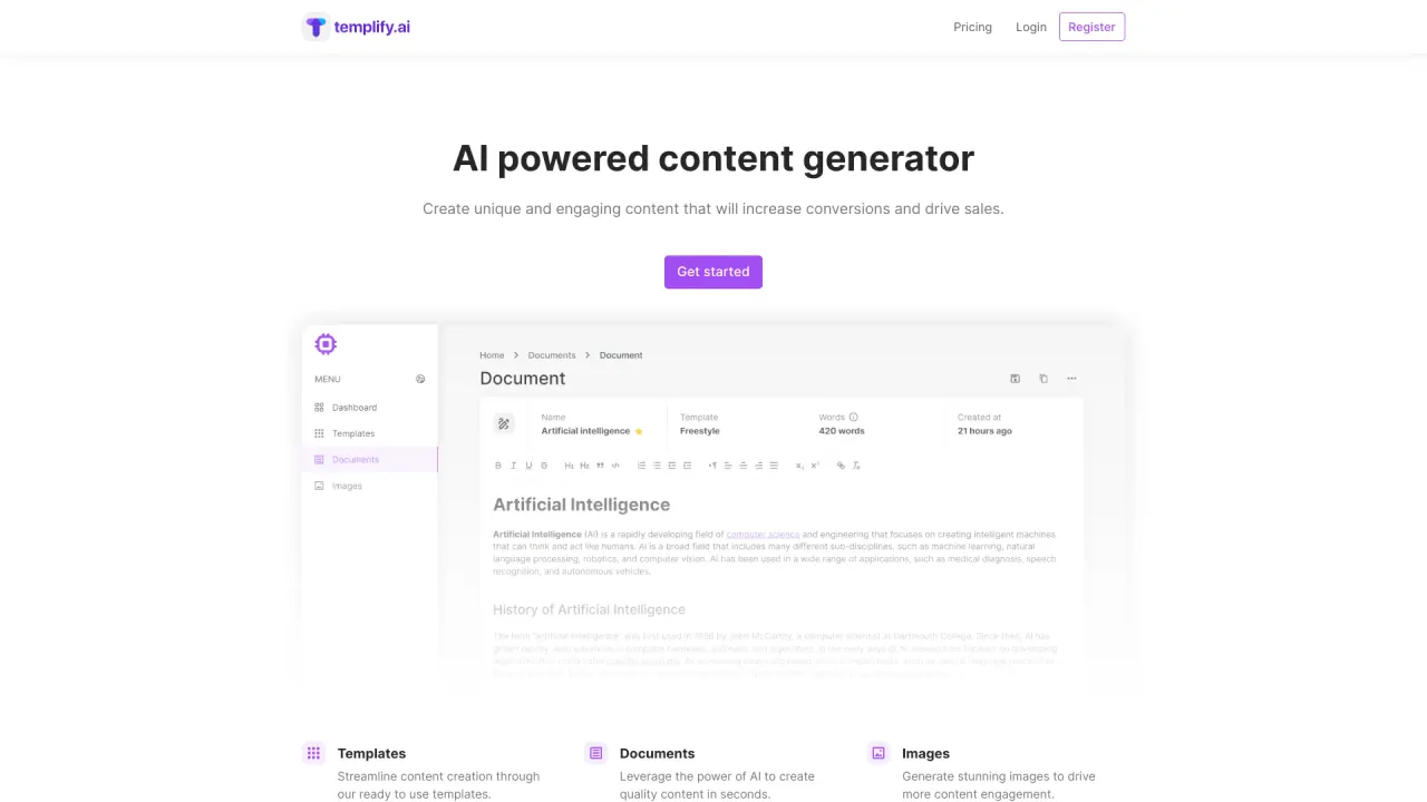 Templify screenshot